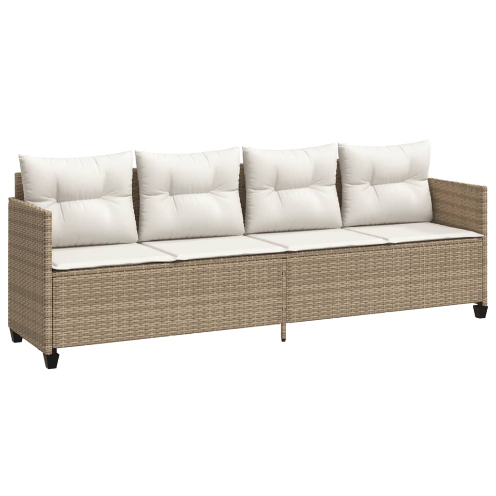 Bain de soleil avec coussin en polyrotin beige