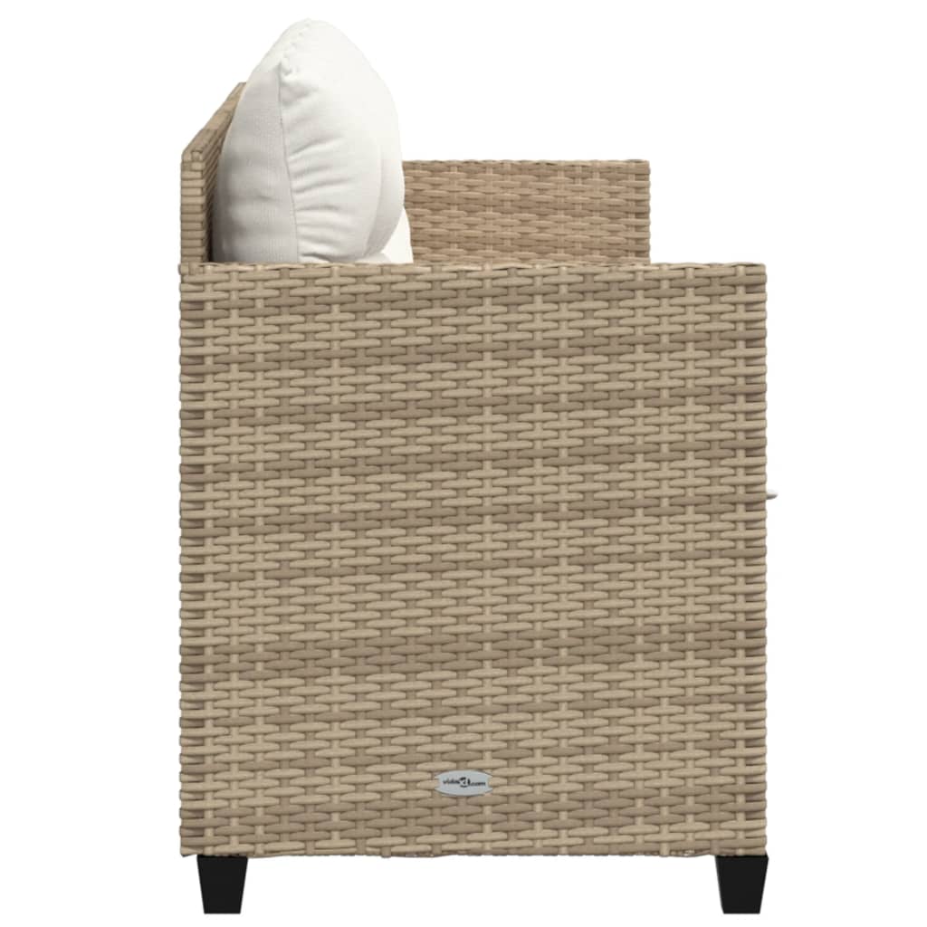 Bain de soleil avec coussin en polyrotin beige