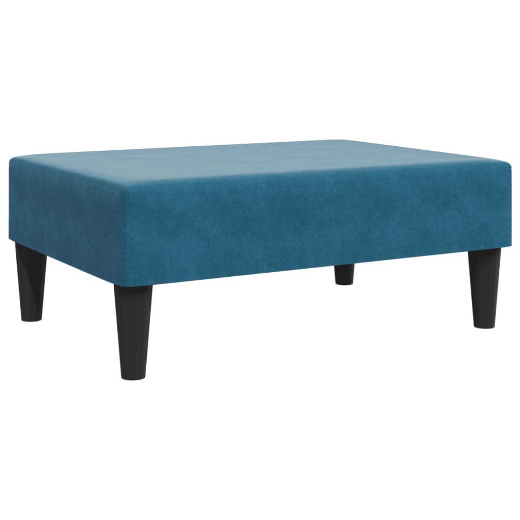 Schlafsofa 2-Sitzer mit Kissen und Fußhocker Blau Samt
