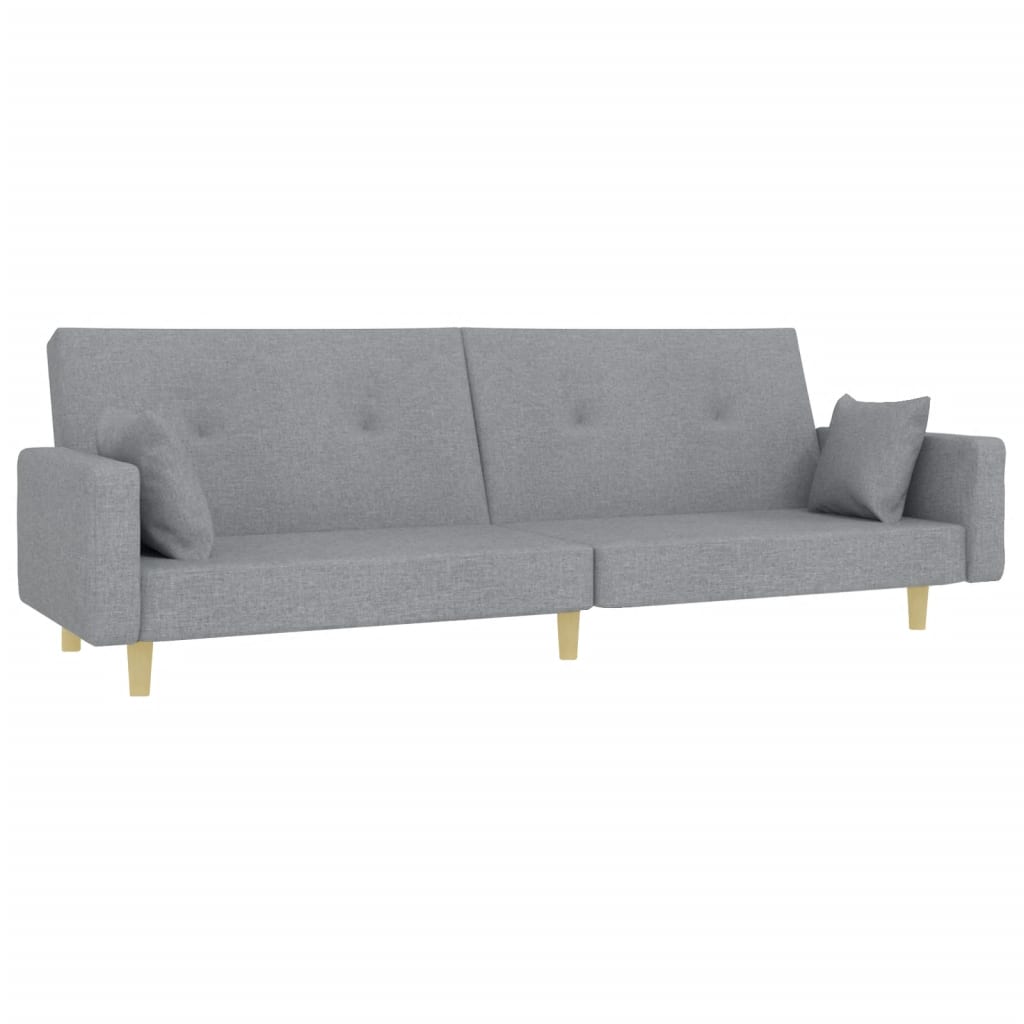 Canapé-lit 2 places avec repose-pieds en tissu gris clair