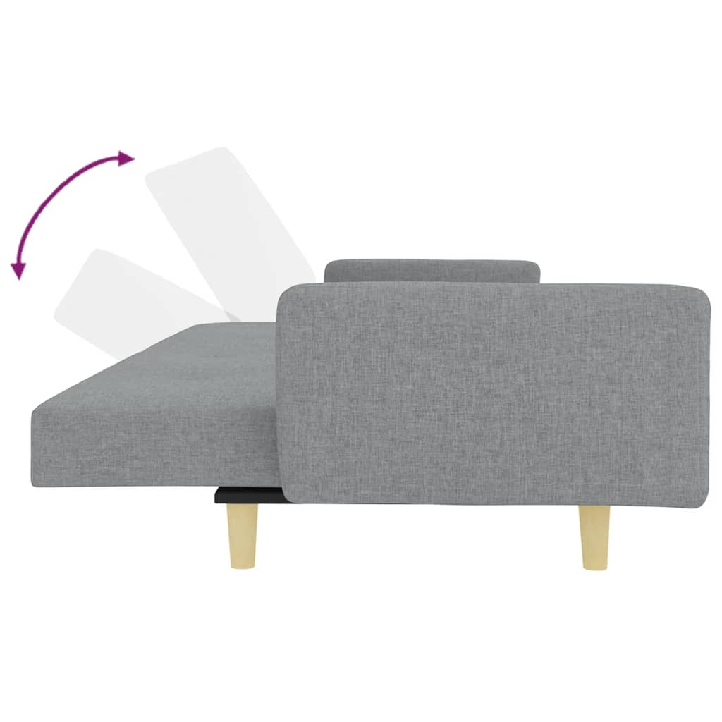 Canapé-lit 2 places avec repose-pieds en tissu gris clair