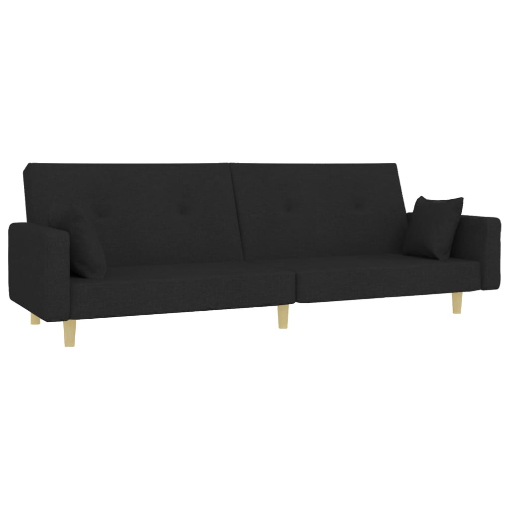 Canapé convertible 2 places avec repose-pieds en tissu noir