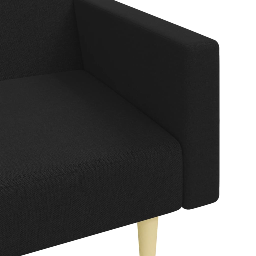 Canapé convertible 2 places avec repose-pieds en tissu noir