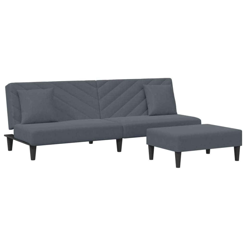 2-piece sofa set with cushions dark grey velvet