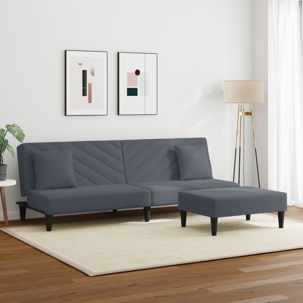 2-piece sofa set with cushions dark grey velvet