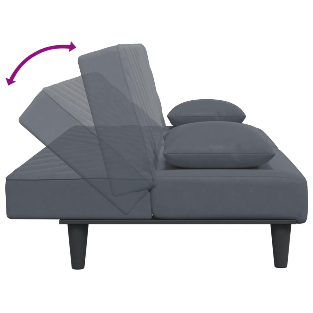 2-piece sofa set with cushions dark grey velvet