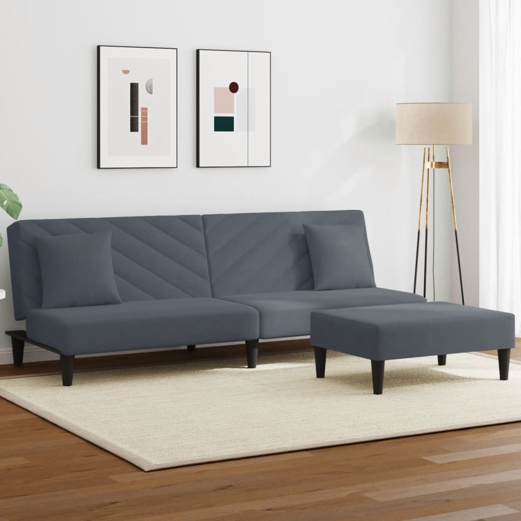 2-piece sofa set with cushions dark grey velvet