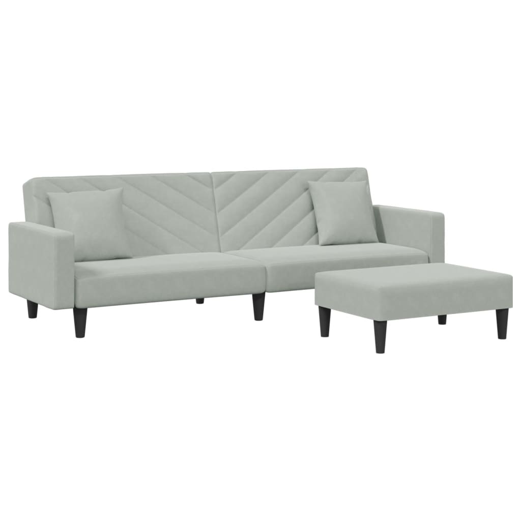 2-piece sofa set with cushions light grey velvet
