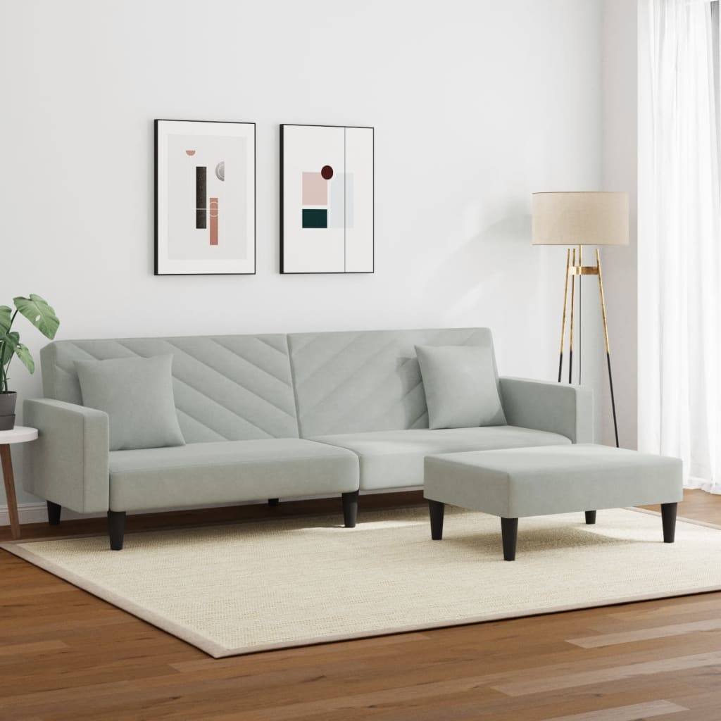 2-piece sofa set with cushions light grey velvet