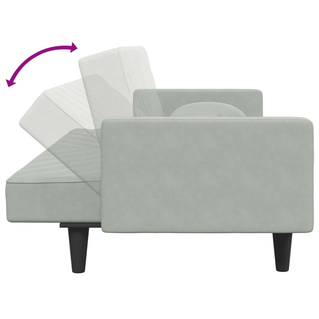 2-piece sofa set with cushions light grey velvet