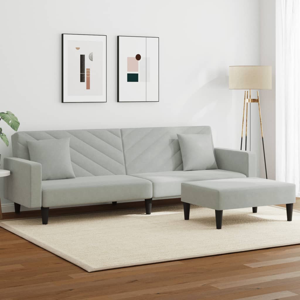2-piece sofa set with cushions light grey velvet