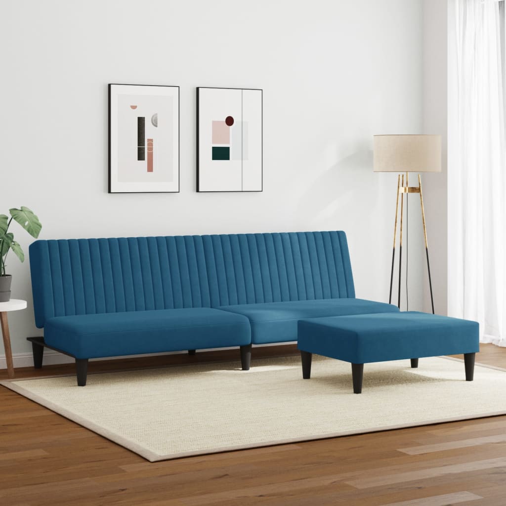 2-piece sofa set blue velvet