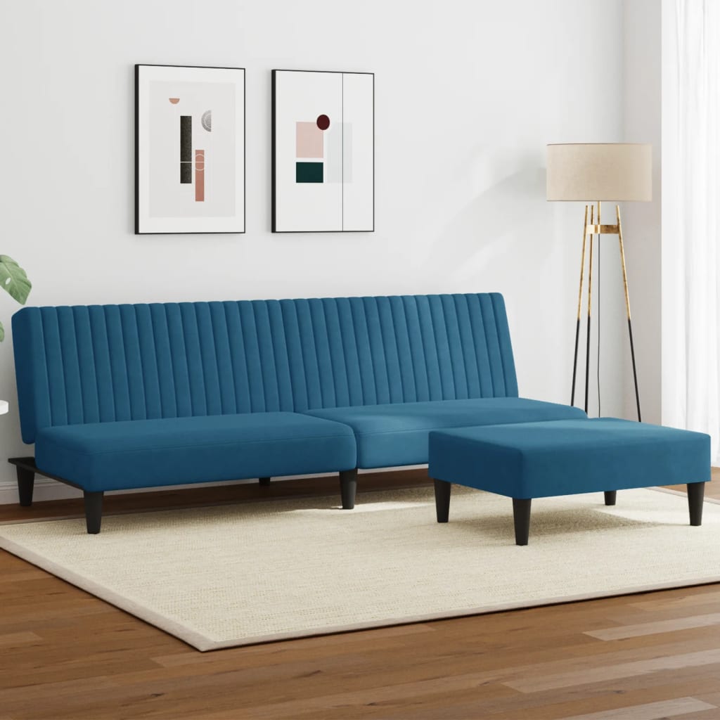 2-piece sofa set blue velvet