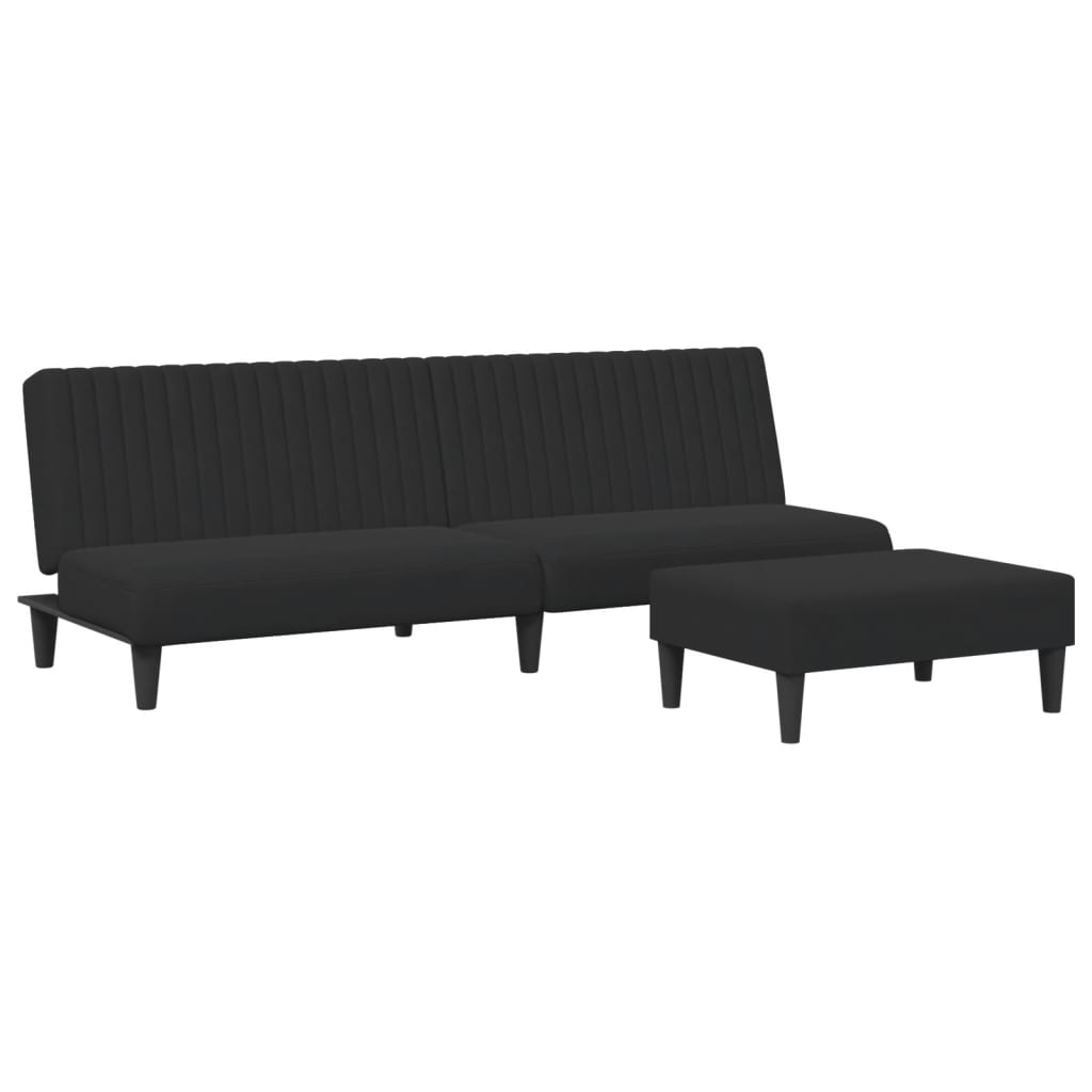2-piece sofa set black velvet