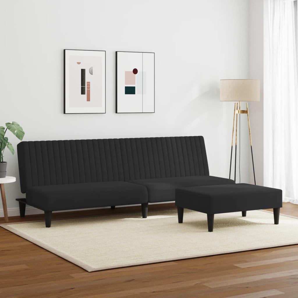 2-piece sofa set black velvet