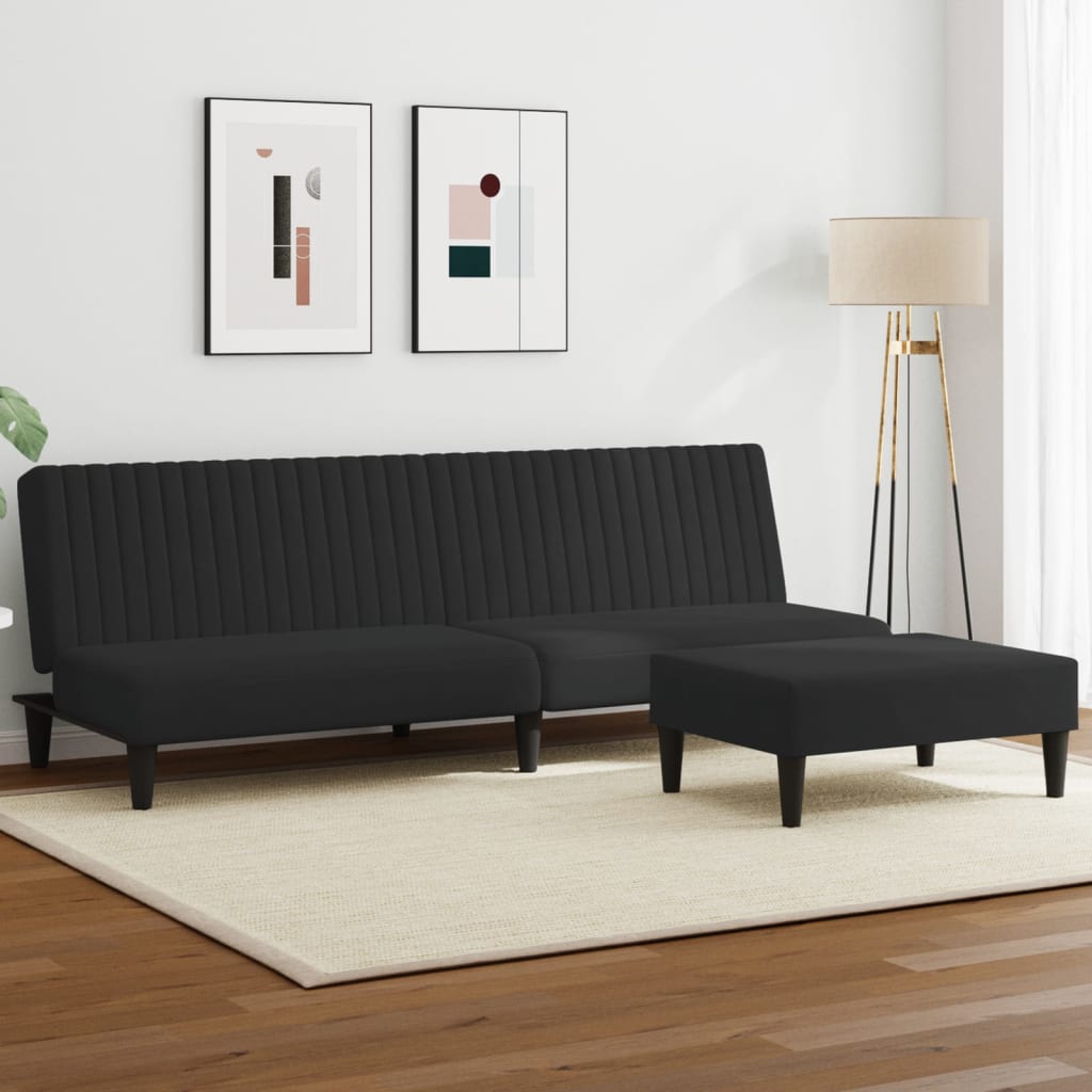 2-piece sofa set black velvet