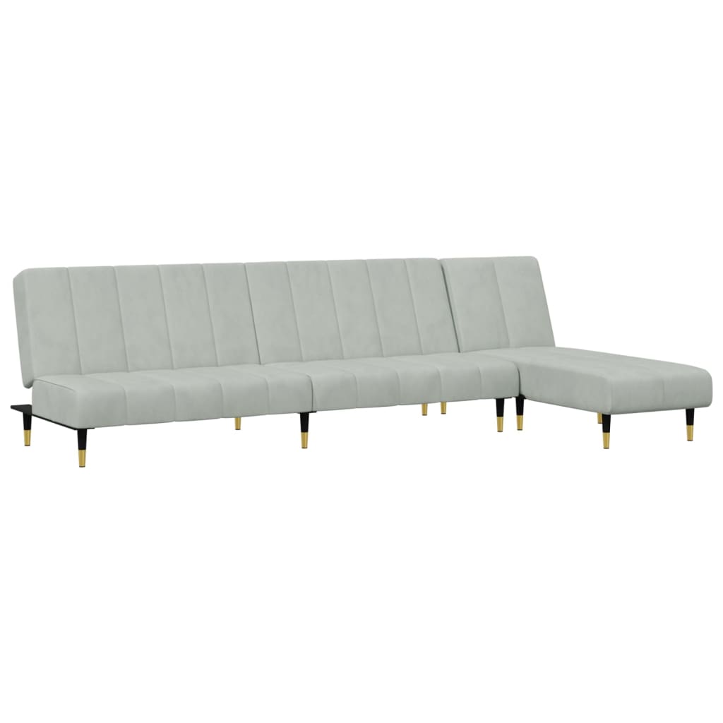 2-piece sofa set light grey velvet