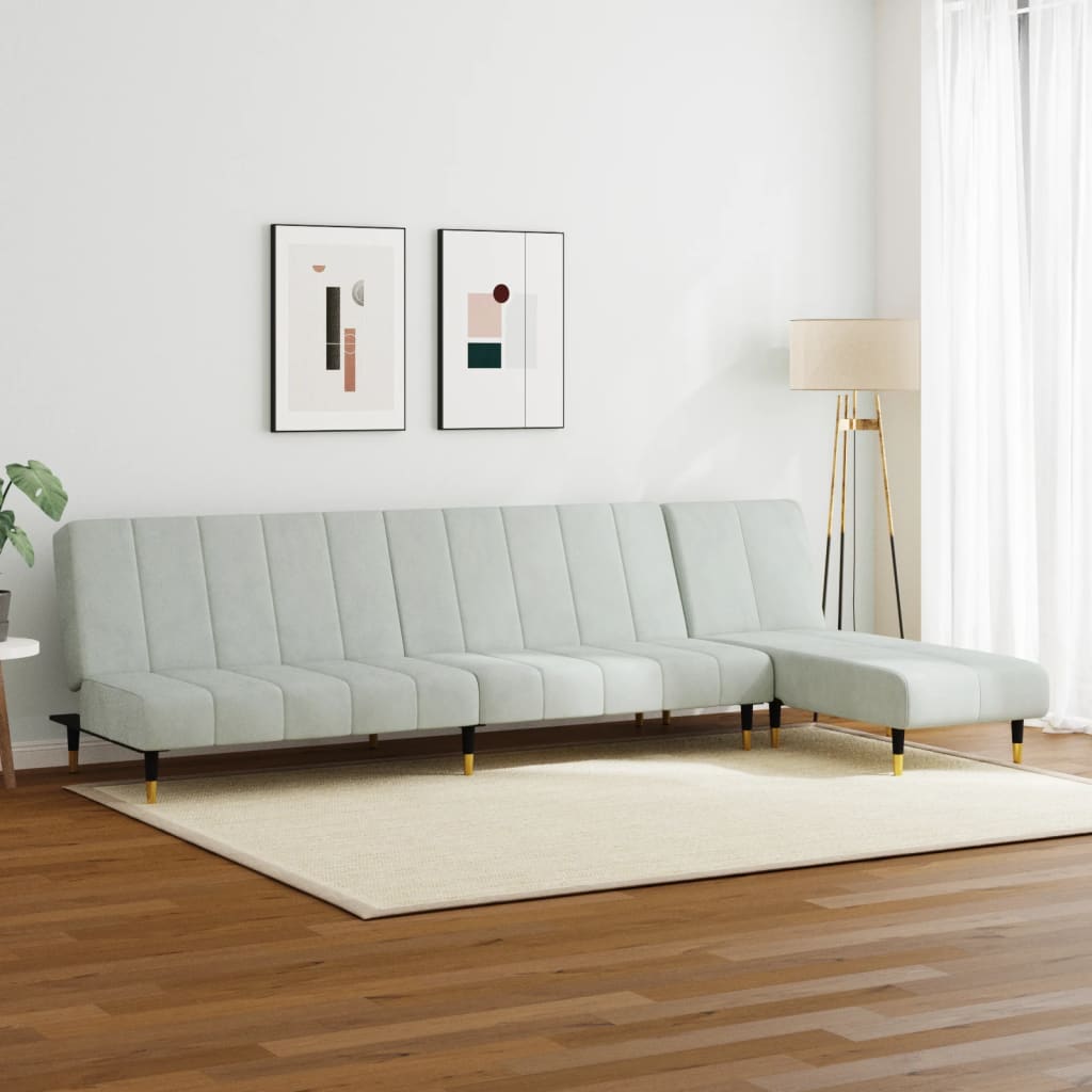 2-piece sofa set light grey velvet