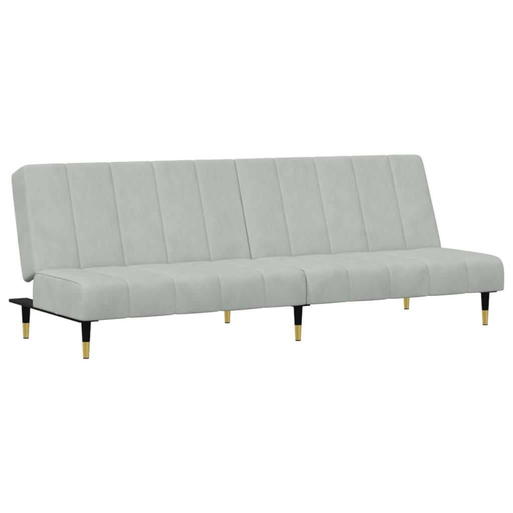 2-piece sofa set light grey velvet