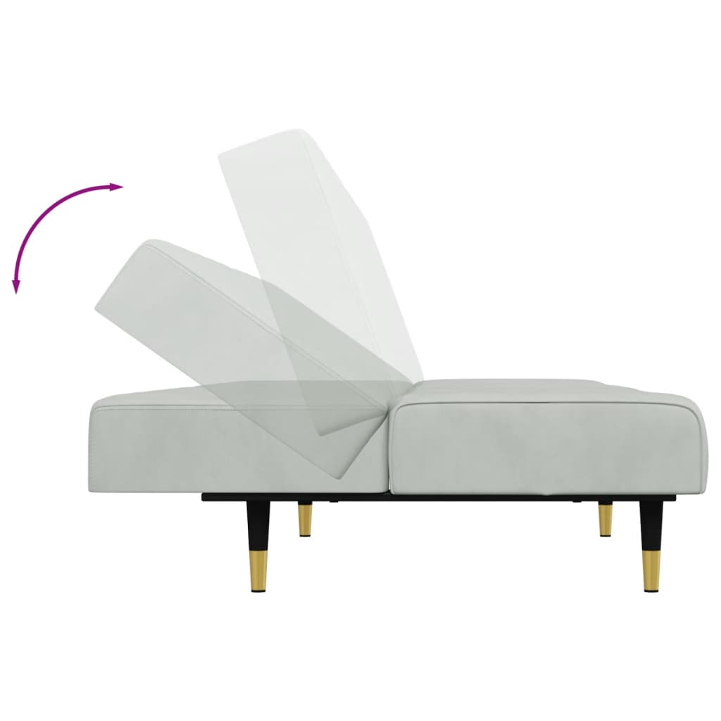 2-piece sofa set light grey velvet