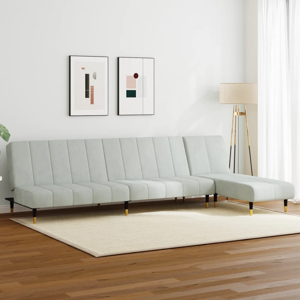 2-piece sofa set light grey velvet