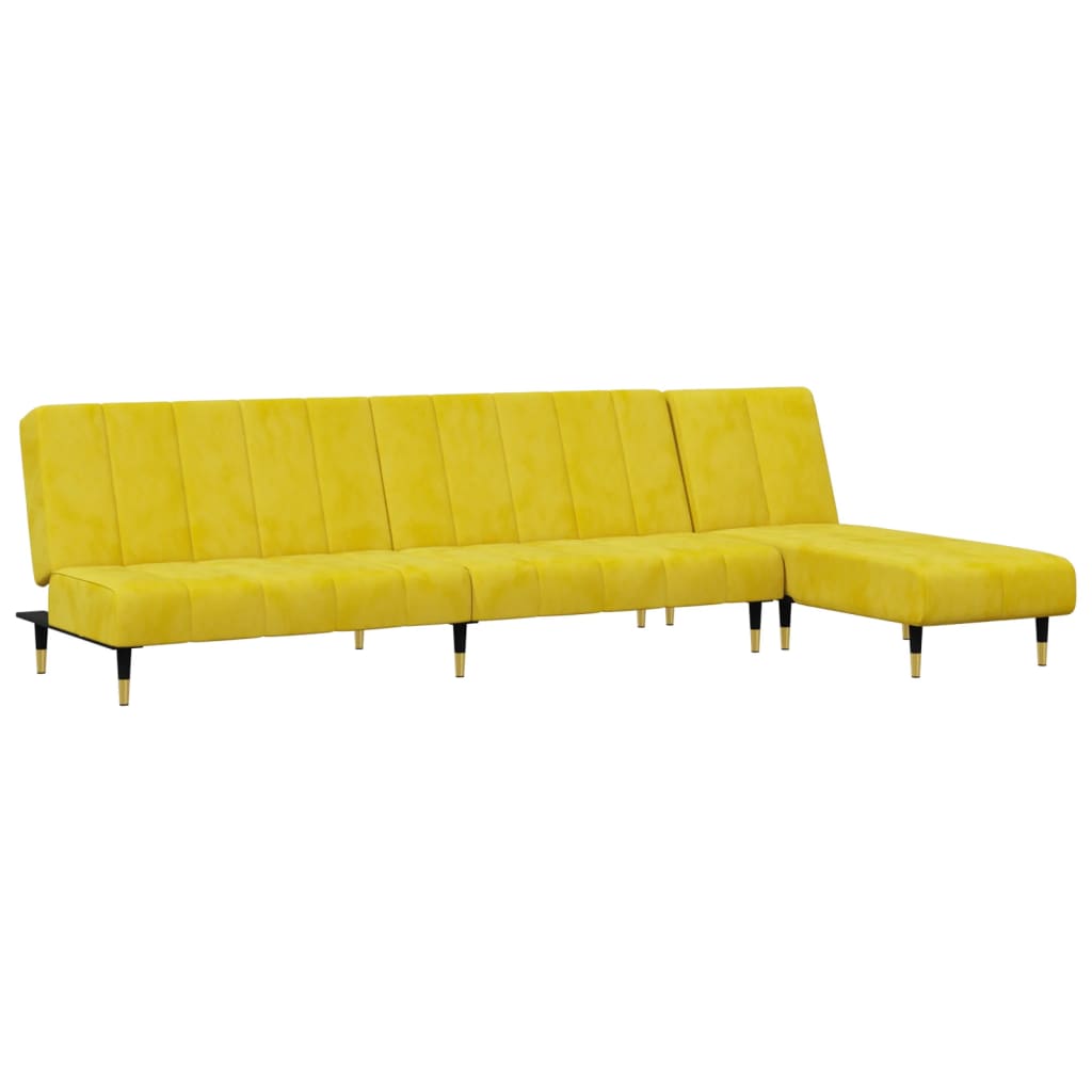 2-piece sofa set yellow velvet