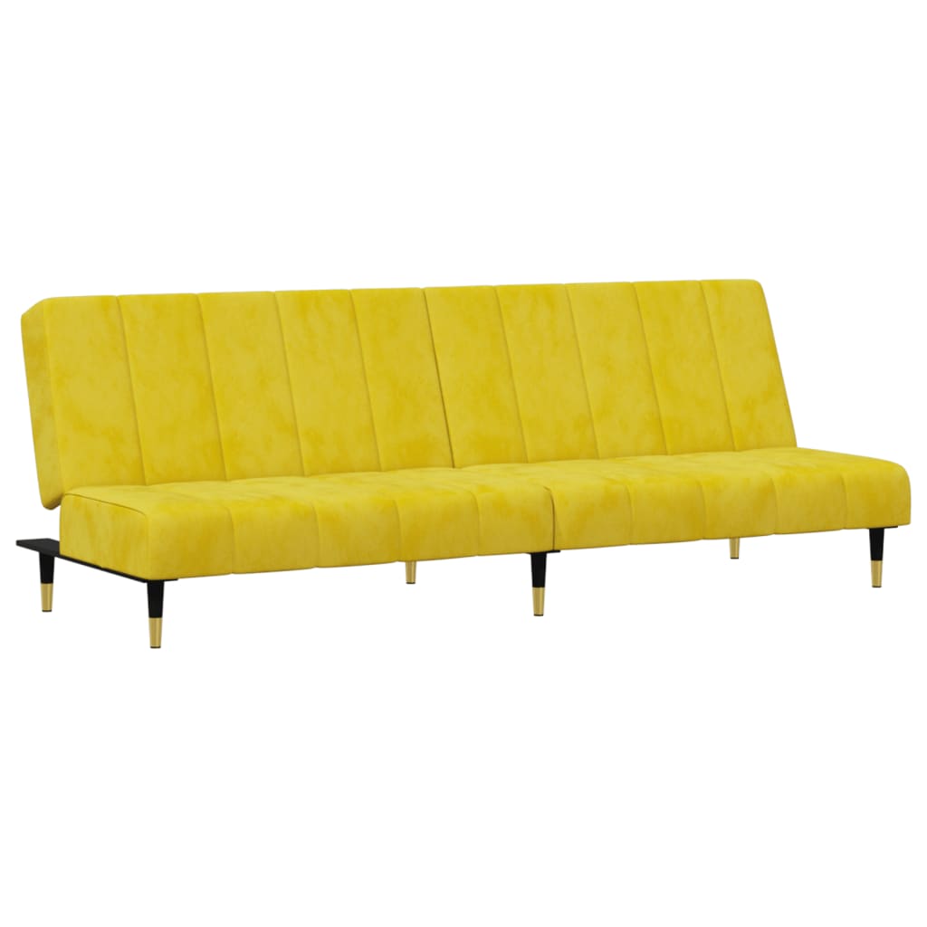 2-piece sofa set yellow velvet