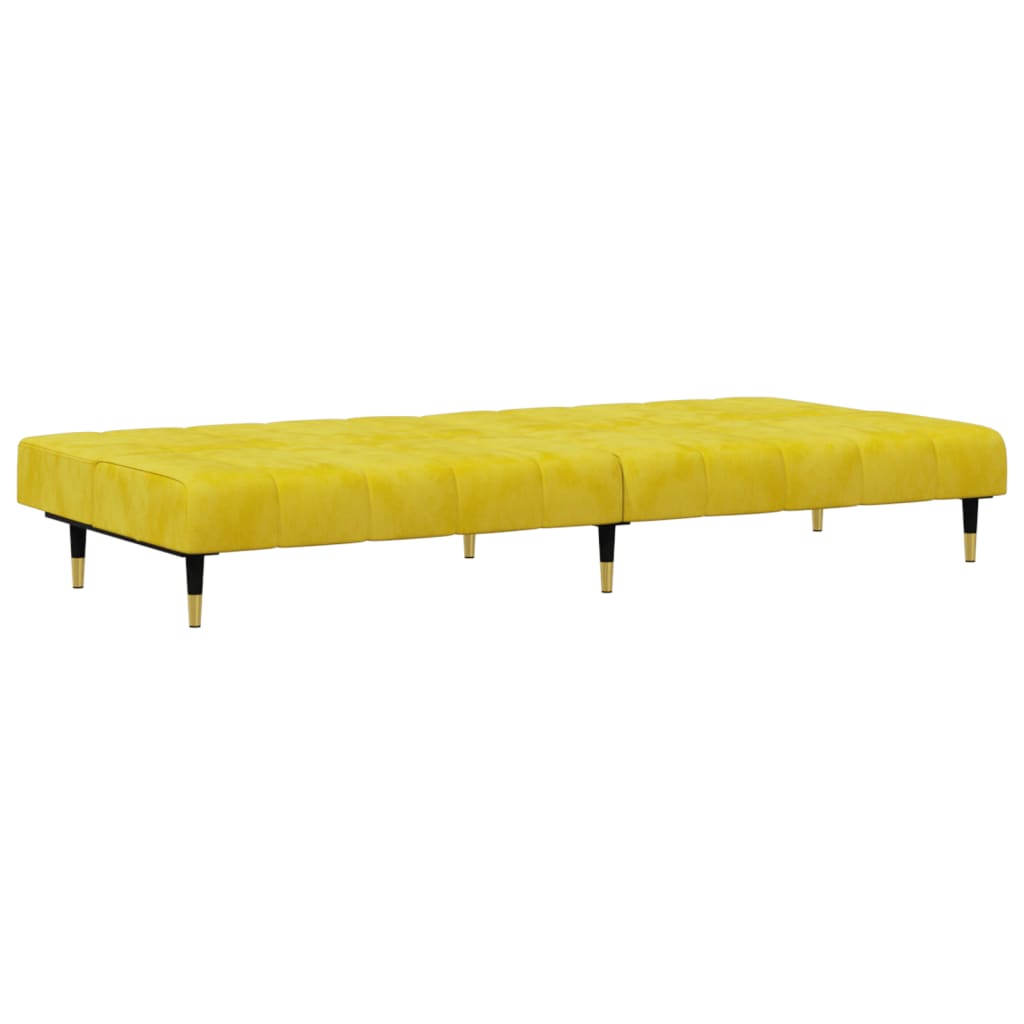 2-piece sofa set yellow velvet
