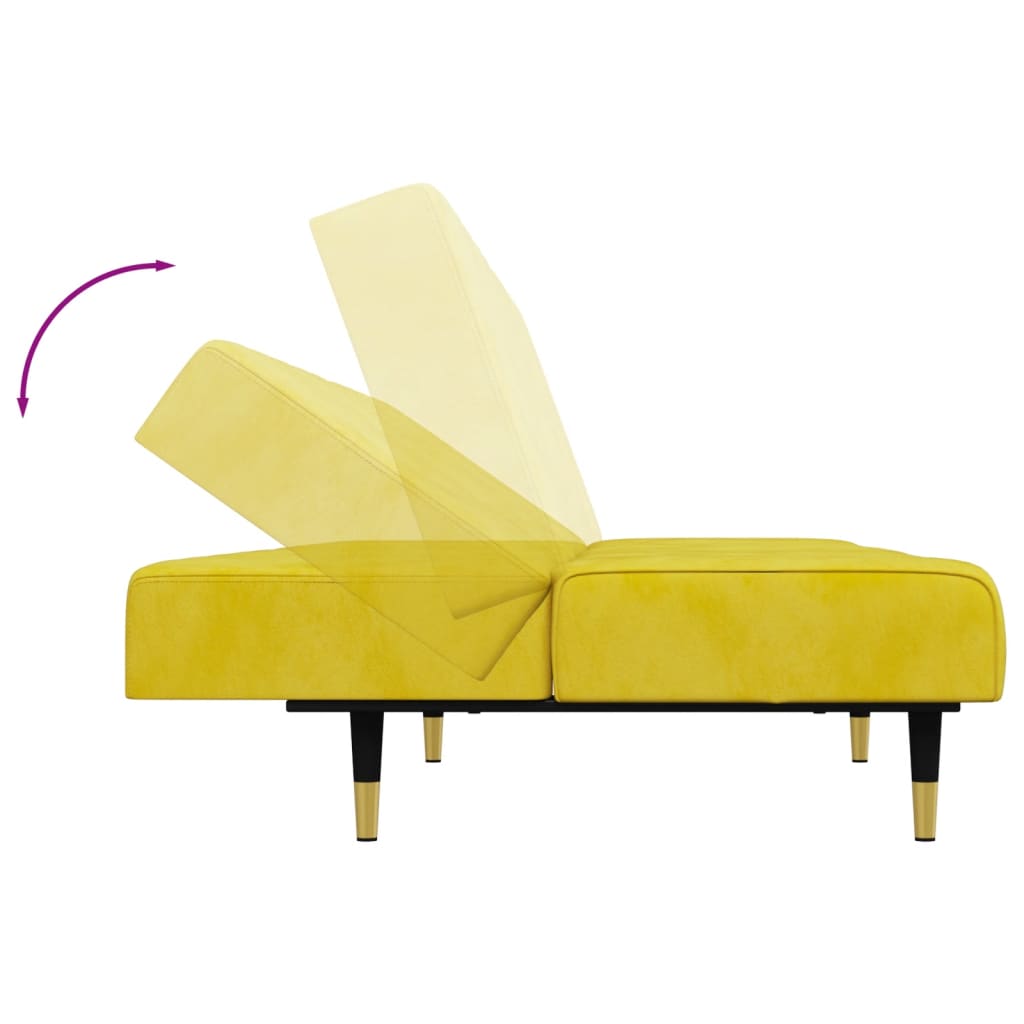 2-piece sofa set yellow velvet