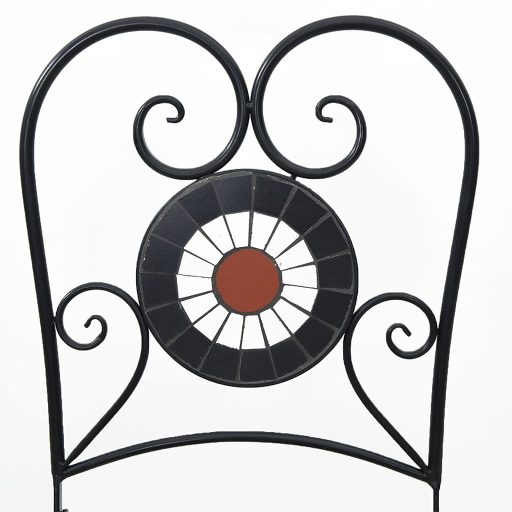 Mosaik-Bistro-Set Terrakottarot und Weiß Eisen und Keramik