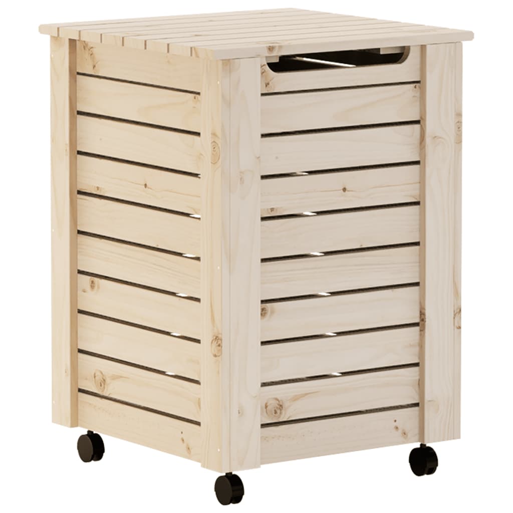 Laundry basket with wheels RANA 45x45x64 cm solid pine wood