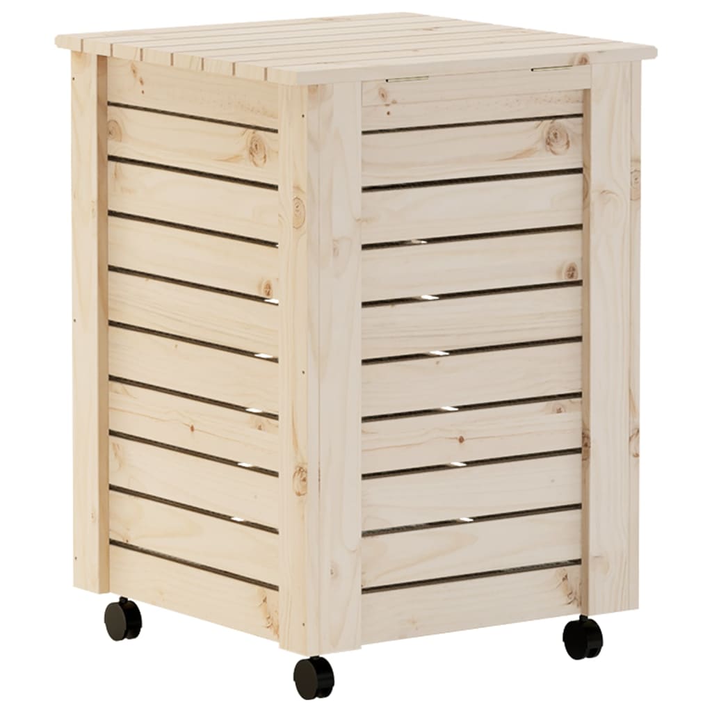 Laundry basket with wheels RANA 45x45x64 cm solid pine wood