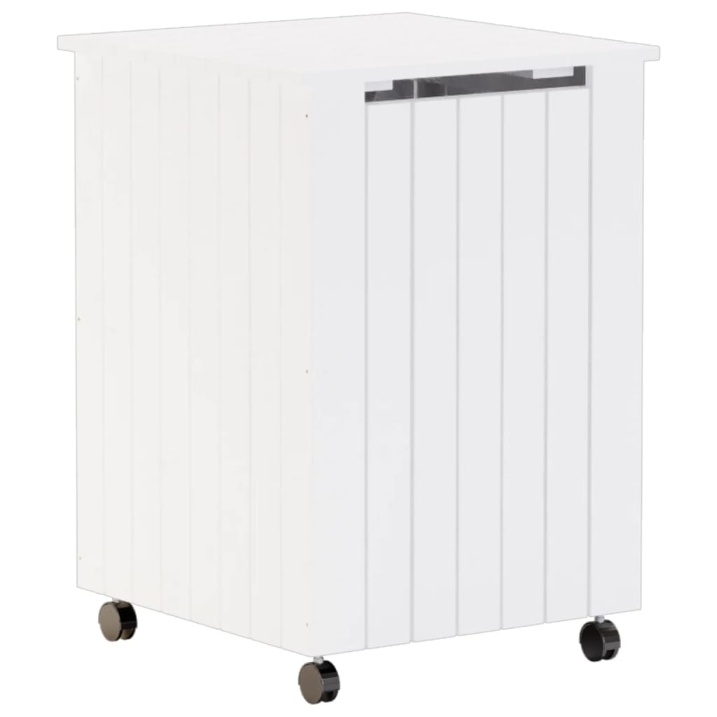 Laundry basket with wheels RANA White 45x45x64 cm solid pine wood