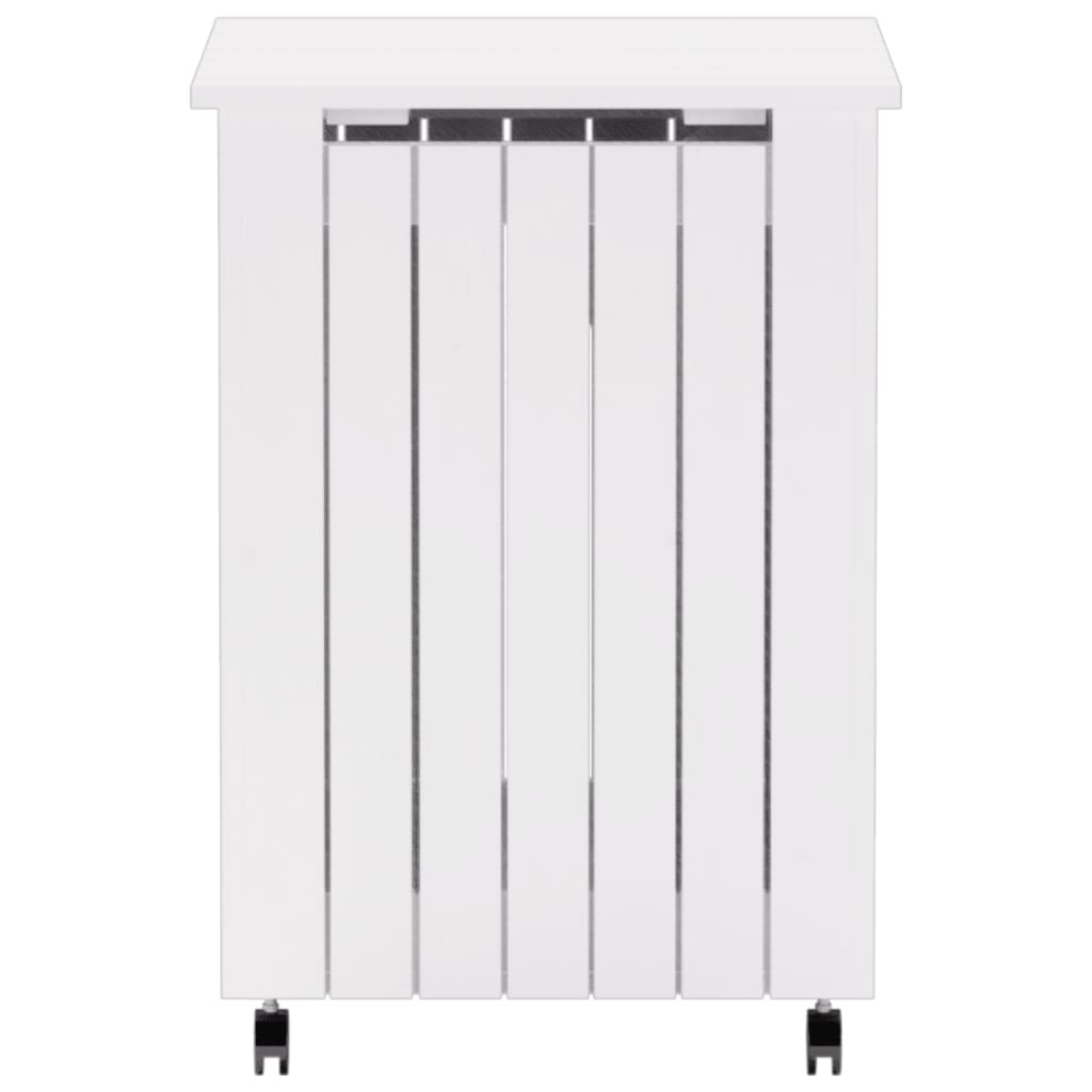 Laundry basket with wheels RANA White 45x45x64 cm solid pine wood