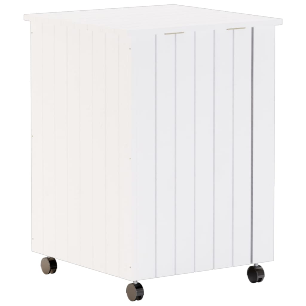 Laundry basket with wheels RANA White 45x45x64 cm solid pine wood