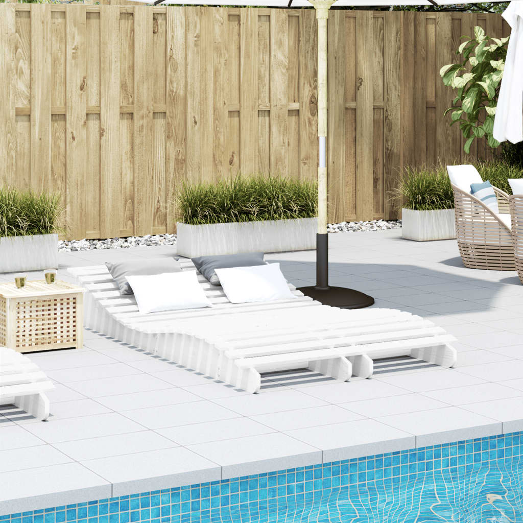 Sun loungers 2 pcs. White 205x60x31.5 cm solid pine wood