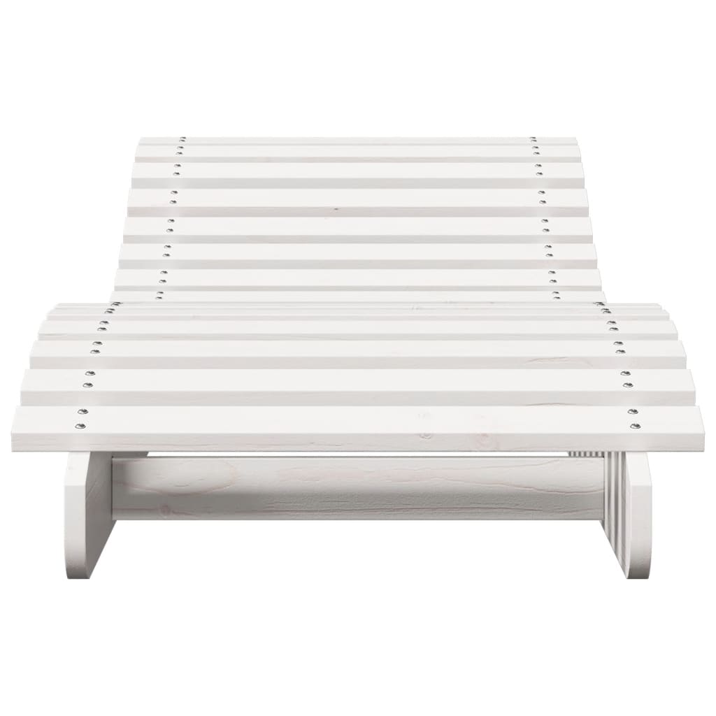 Sun loungers 2 pcs. White 205x60x31.5 cm solid pine wood