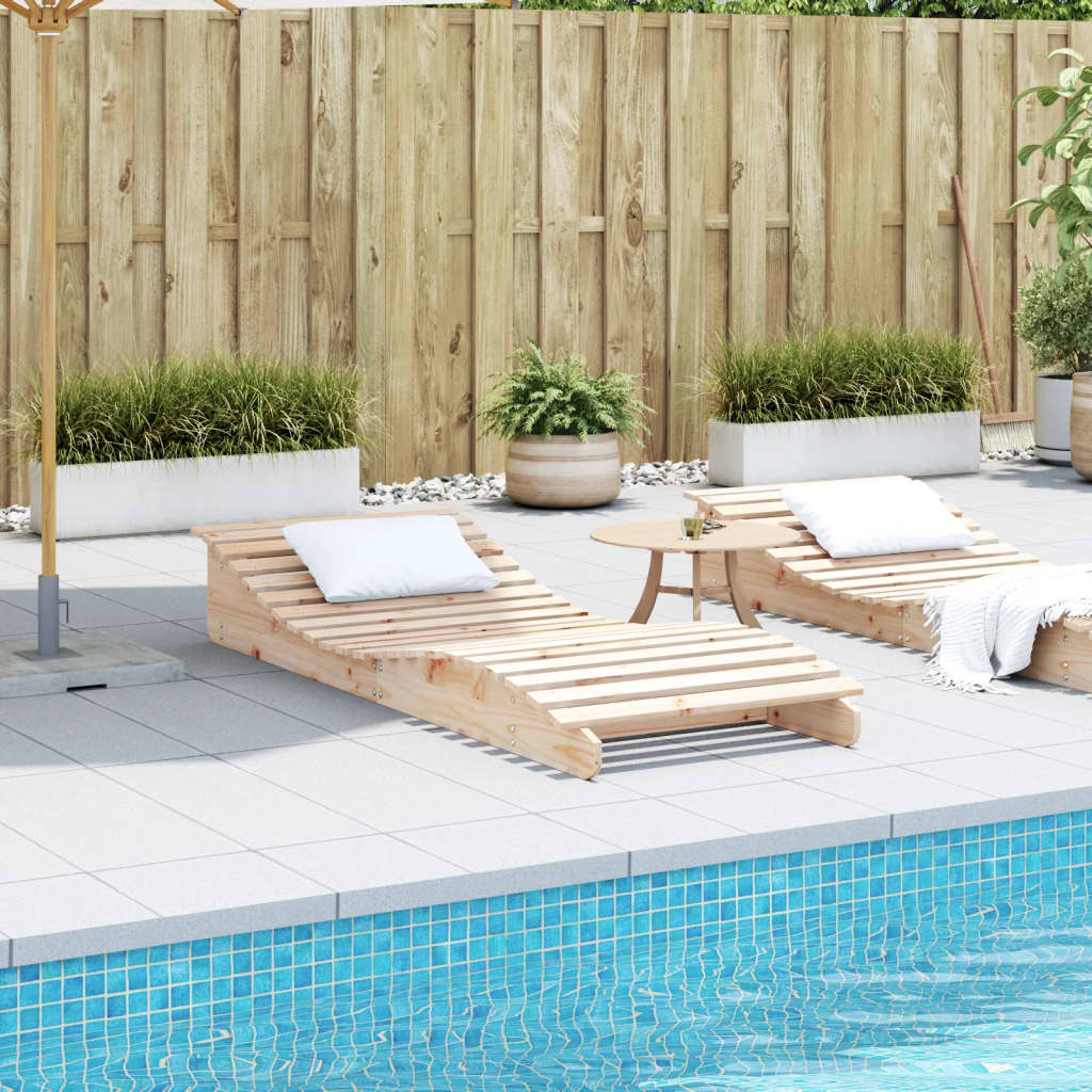 Sun lounger 205x80x31.5 cm solid pine wood