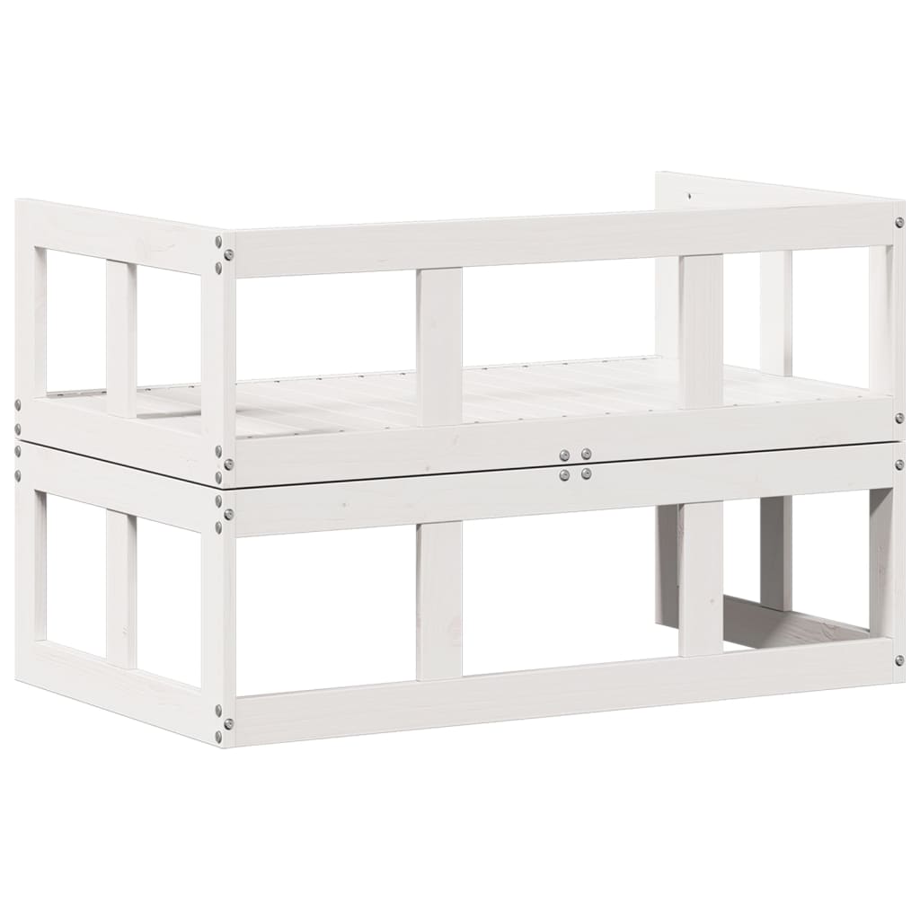 2-in-1 Garden Sofa Extendable White Solid Pine