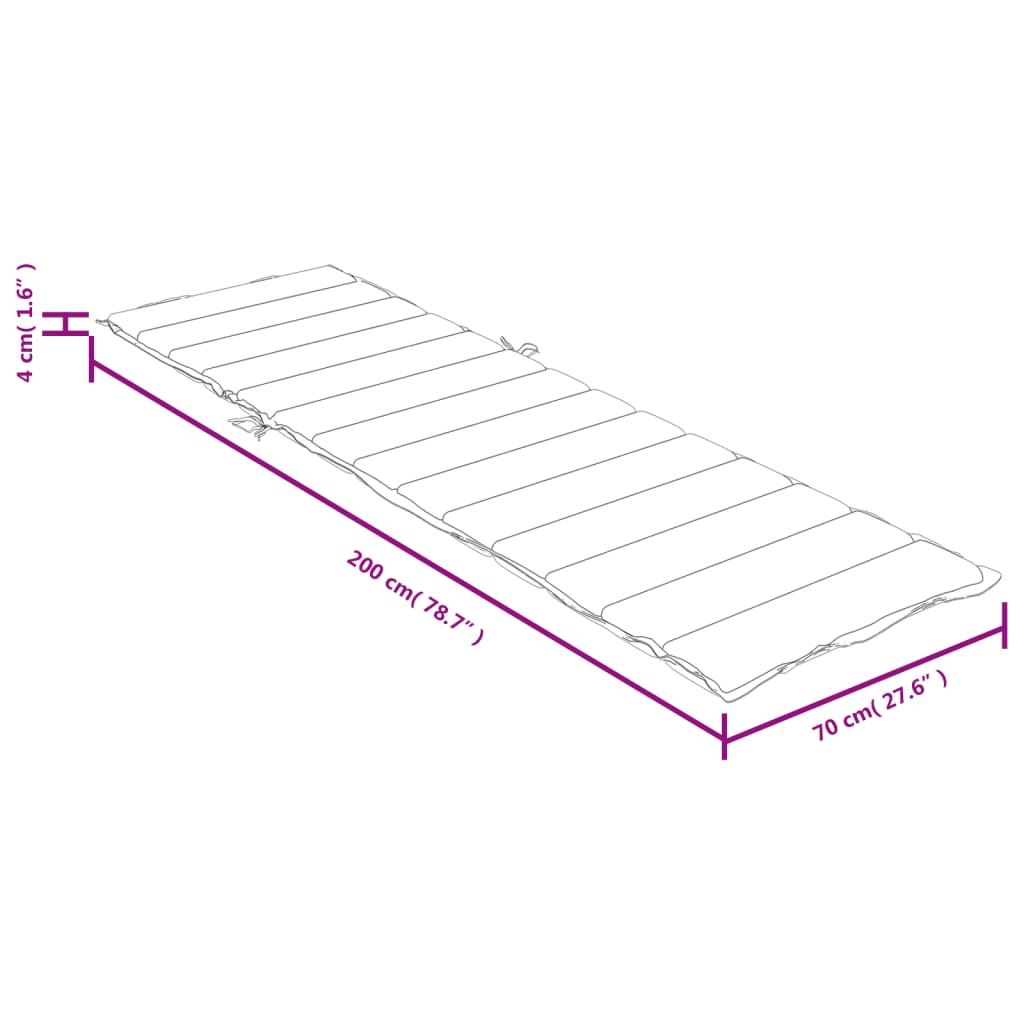 Sonnenliegen-Auflage Melange Hellgrau 200x70x4 cm Stoff