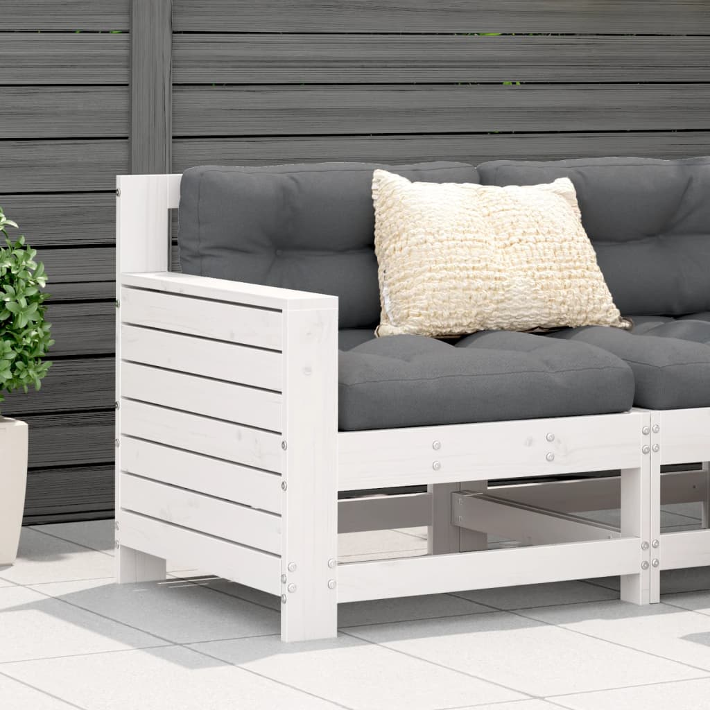 Garden Sofa with Armrest White 69x62x70.5 cm Solid Pine