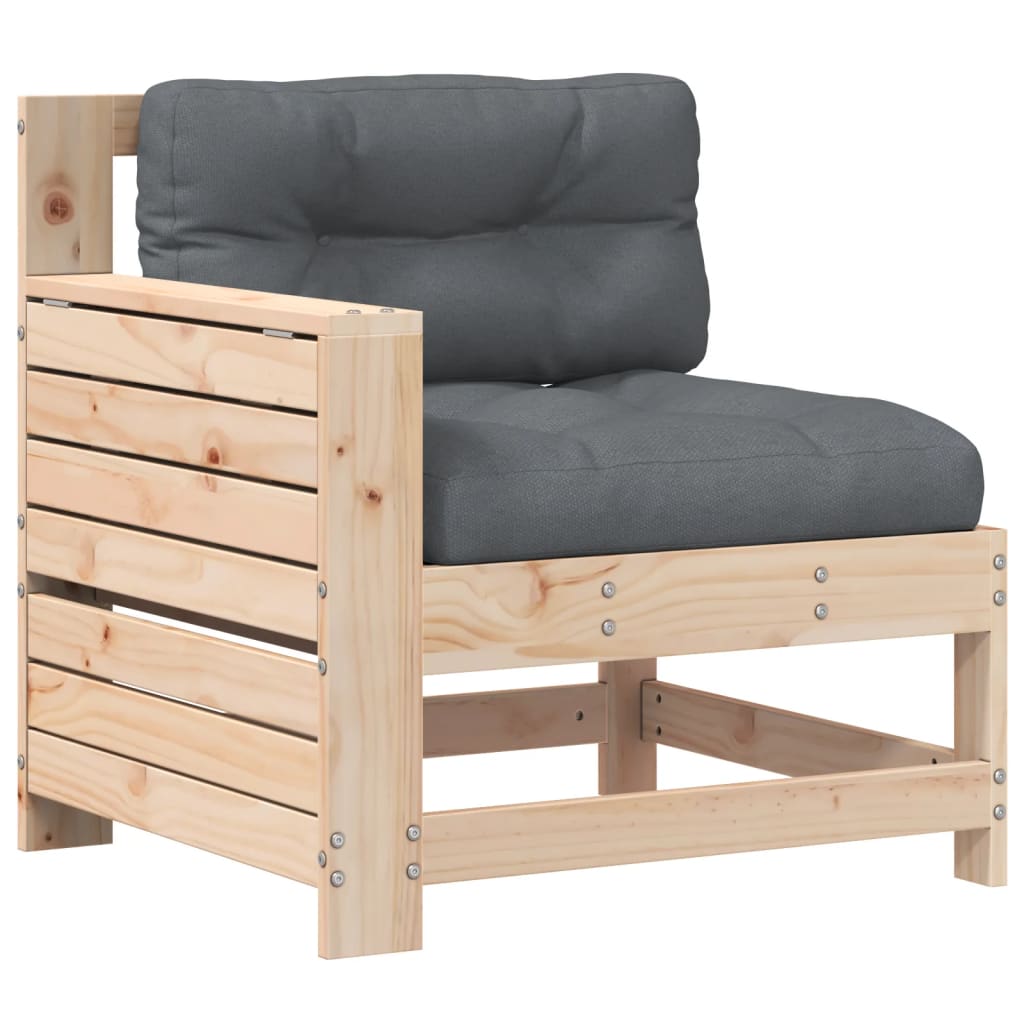Garden sofa with armrest and cushions solid pine