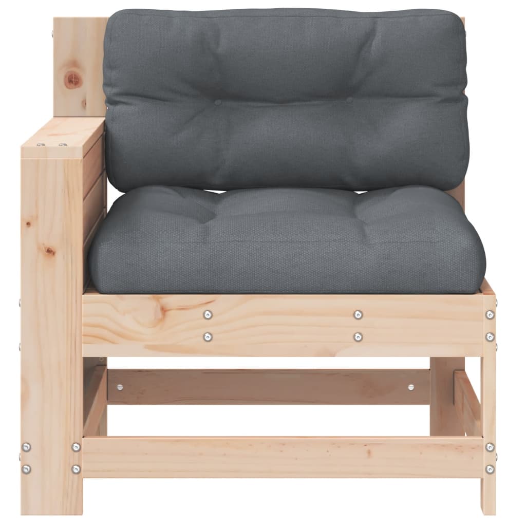 Garden sofa with armrest and cushions solid pine