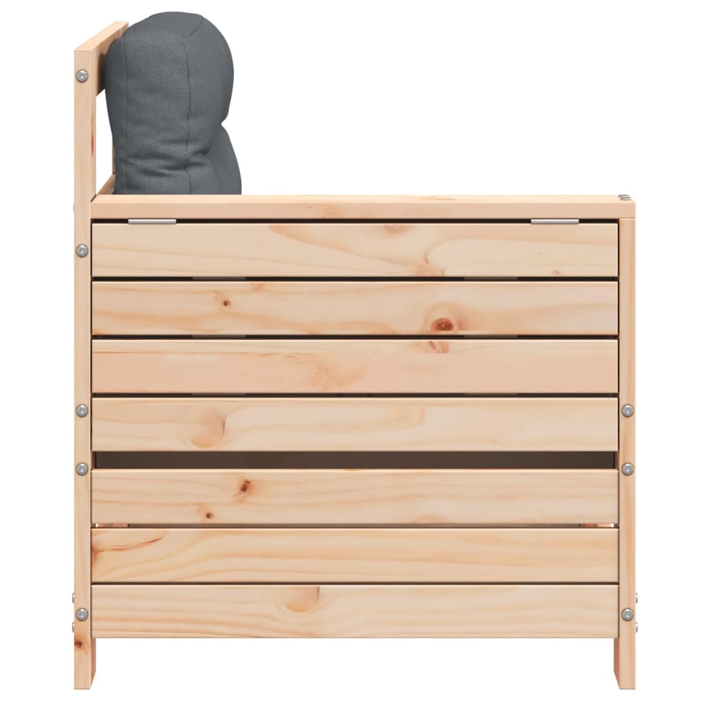 Garden sofa with armrest and cushions solid pine