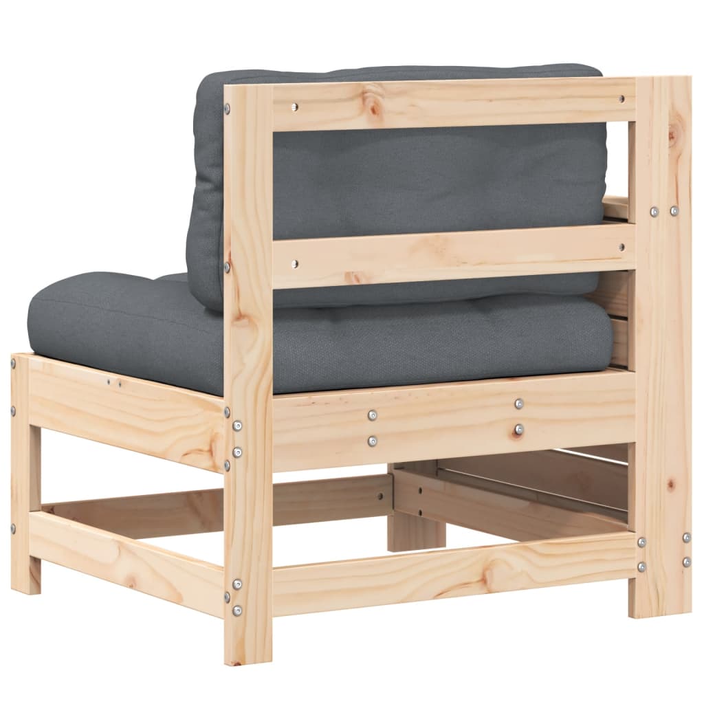 Garden sofa with armrest and cushions solid pine