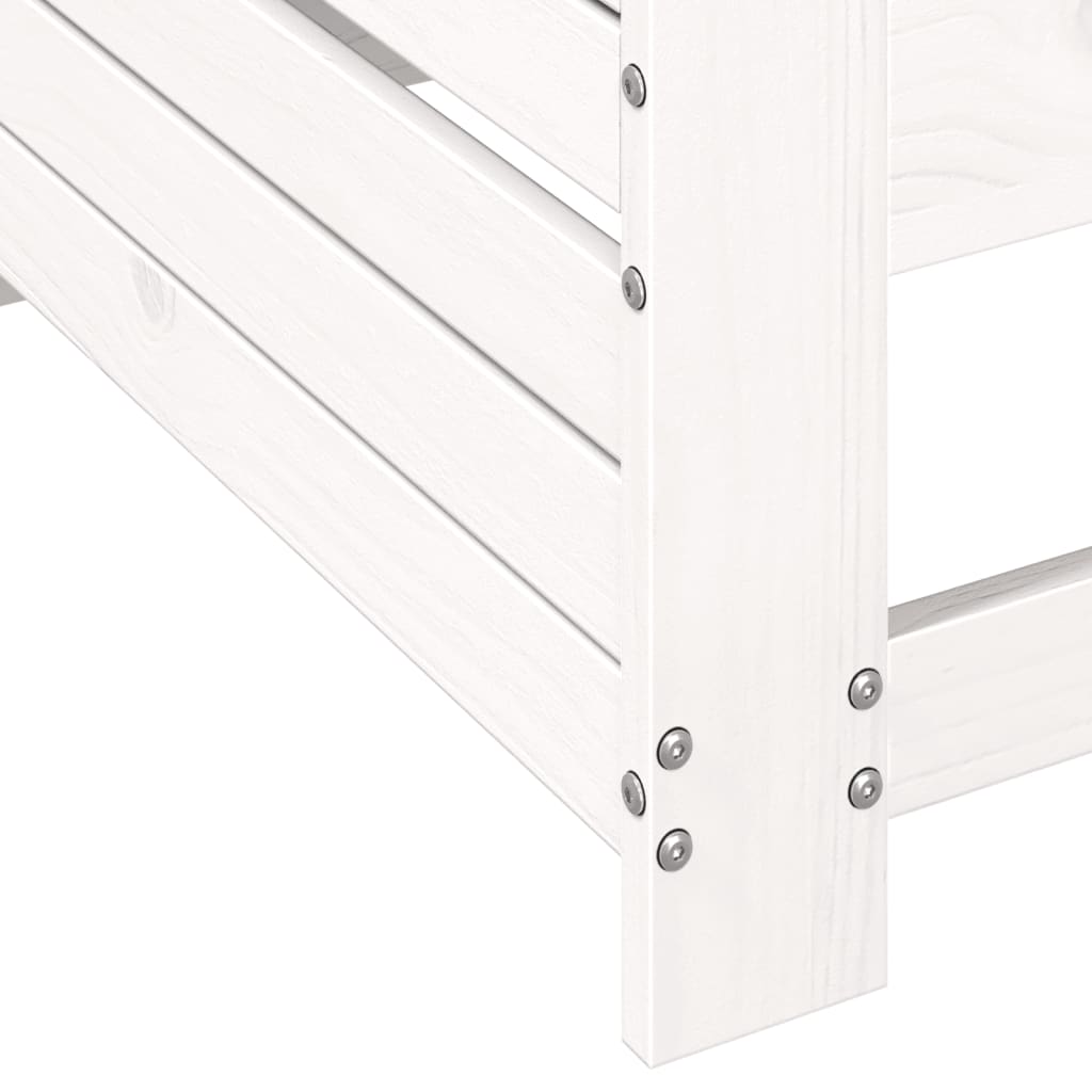 Garden sofa with armrest and cushions white solid pine