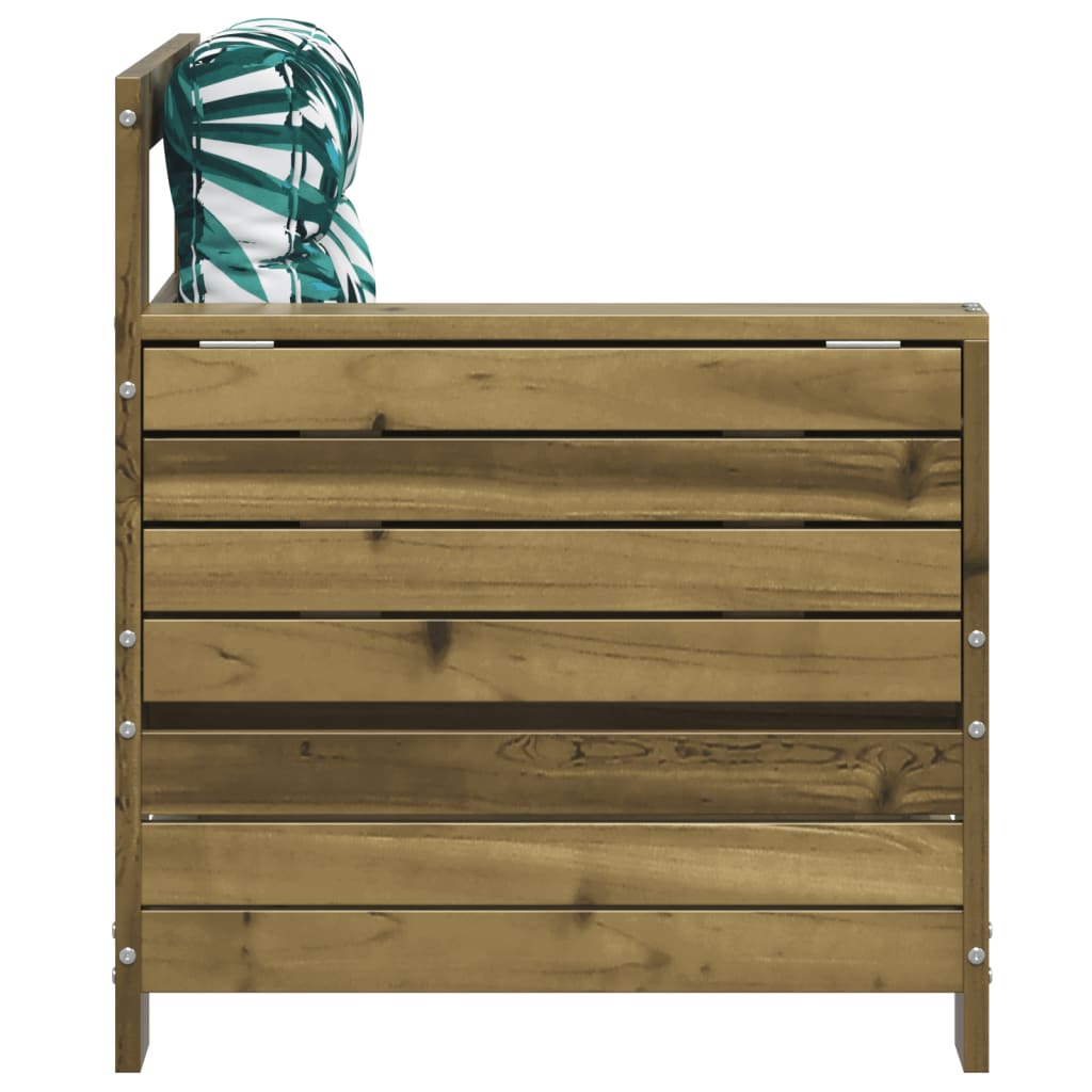 Canapé de jardin avec accoudoirs et coussins en bois de pin imprégné
