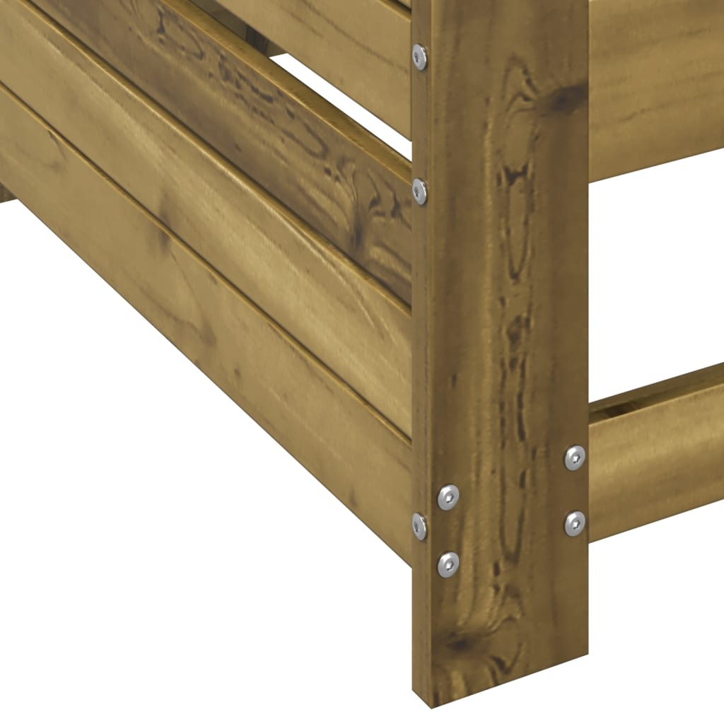 Canapé de jardin avec accoudoirs et coussins en bois de pin imprégné