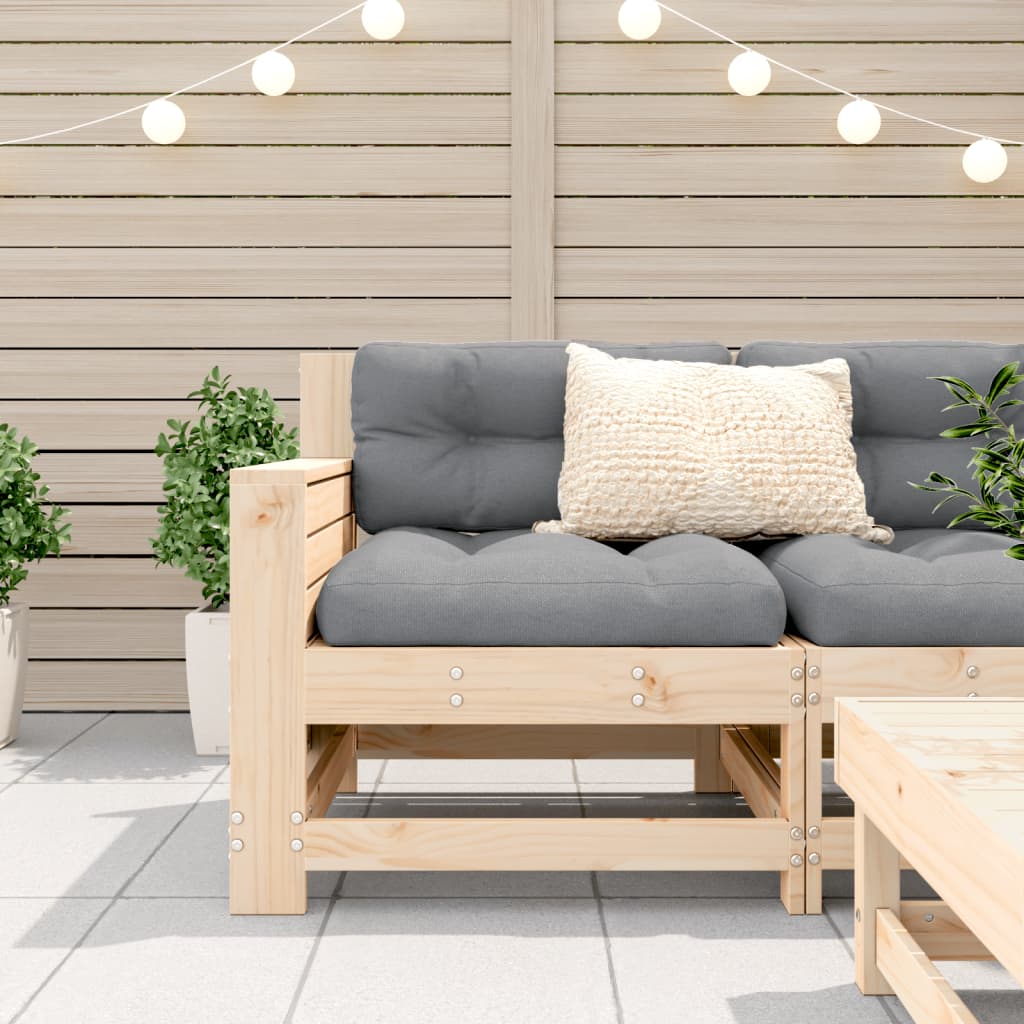 Garden sofa with armrest and cushions solid pine