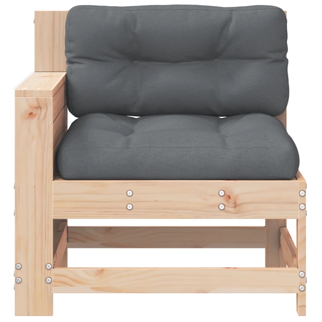 Garden sofa with armrest and cushions solid pine